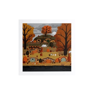 Lord of the rings hobbiton falls leah jay illustration 5x5 print